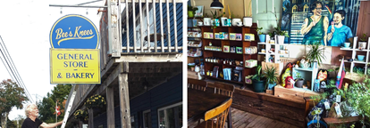 Bee's Knees General Store and Bakery storefront with view of interior